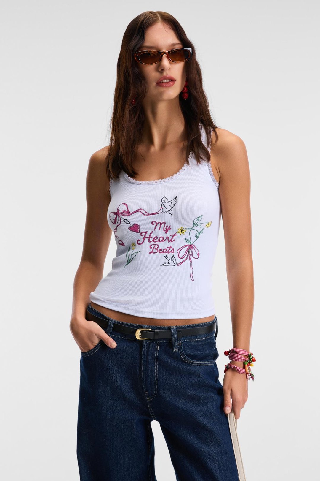 ZELMIRA Kadın Esnek Kumaşlı Dantelli Slim Fit Beyaz Atlet