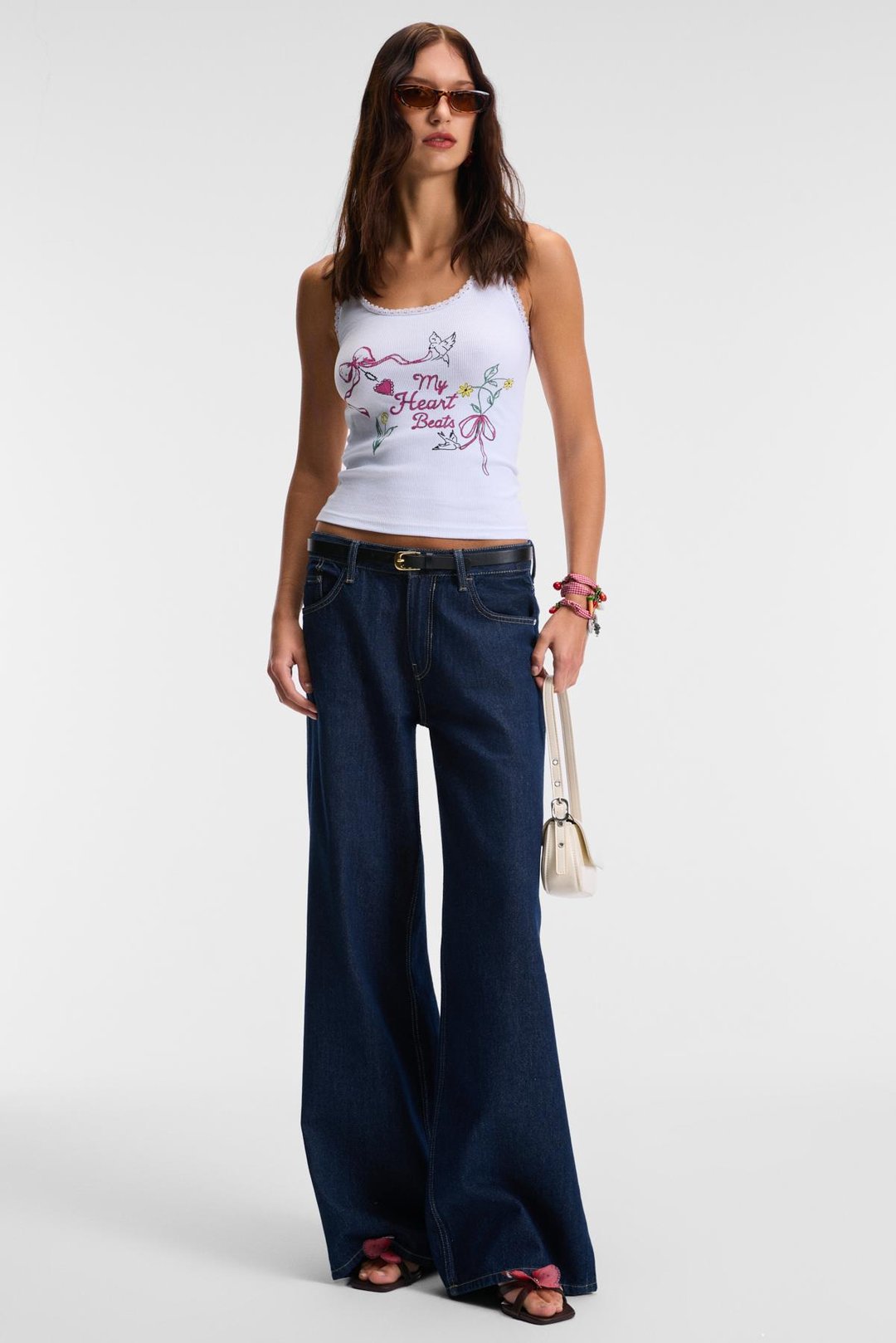 ZELMIRA Kadın Esnek Kumaşlı Dantelli Slim Fit Beyaz Atlet