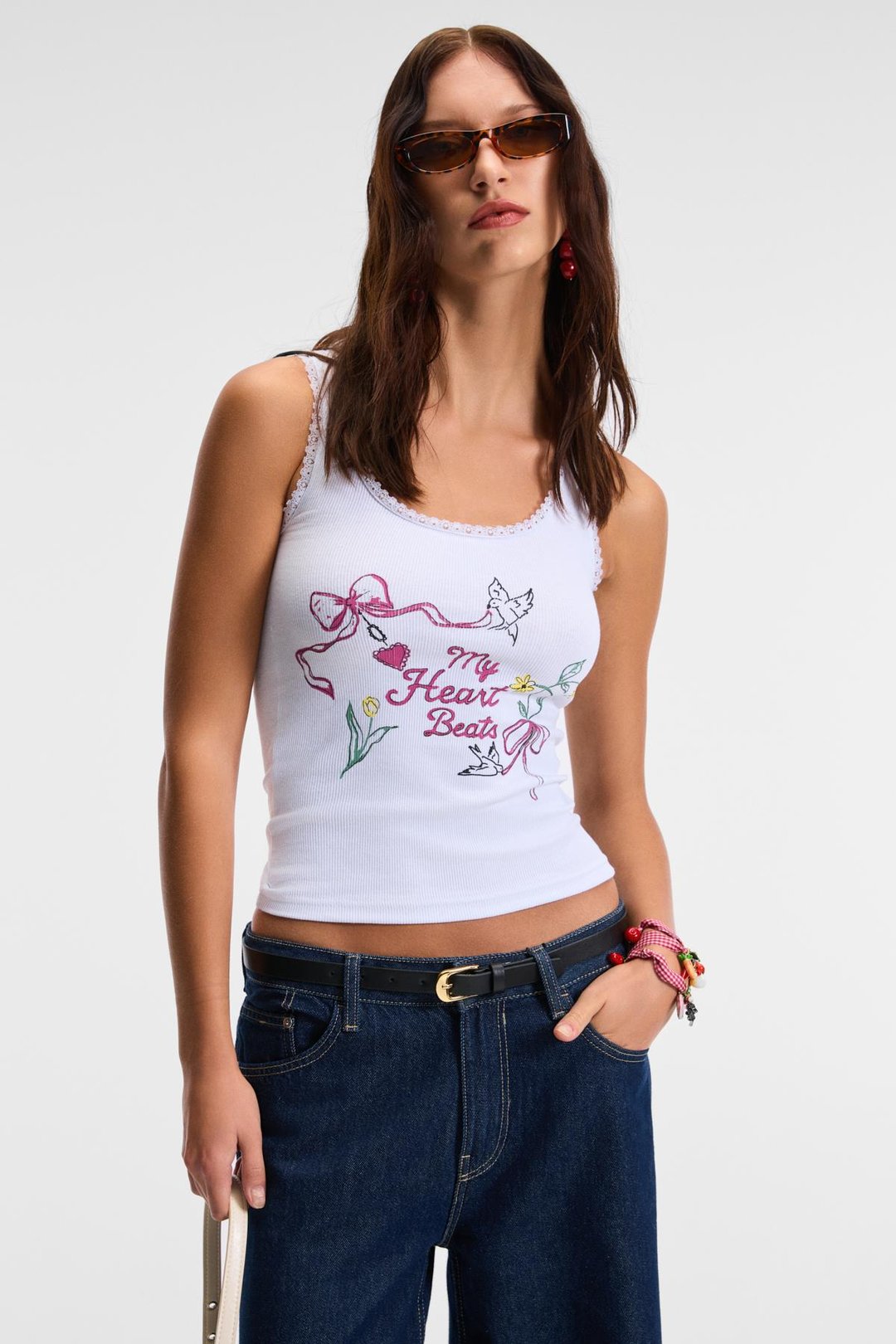 ZELMIRA Kadın Esnek Kumaşlı Dantelli Slim Fit Beyaz Atlet