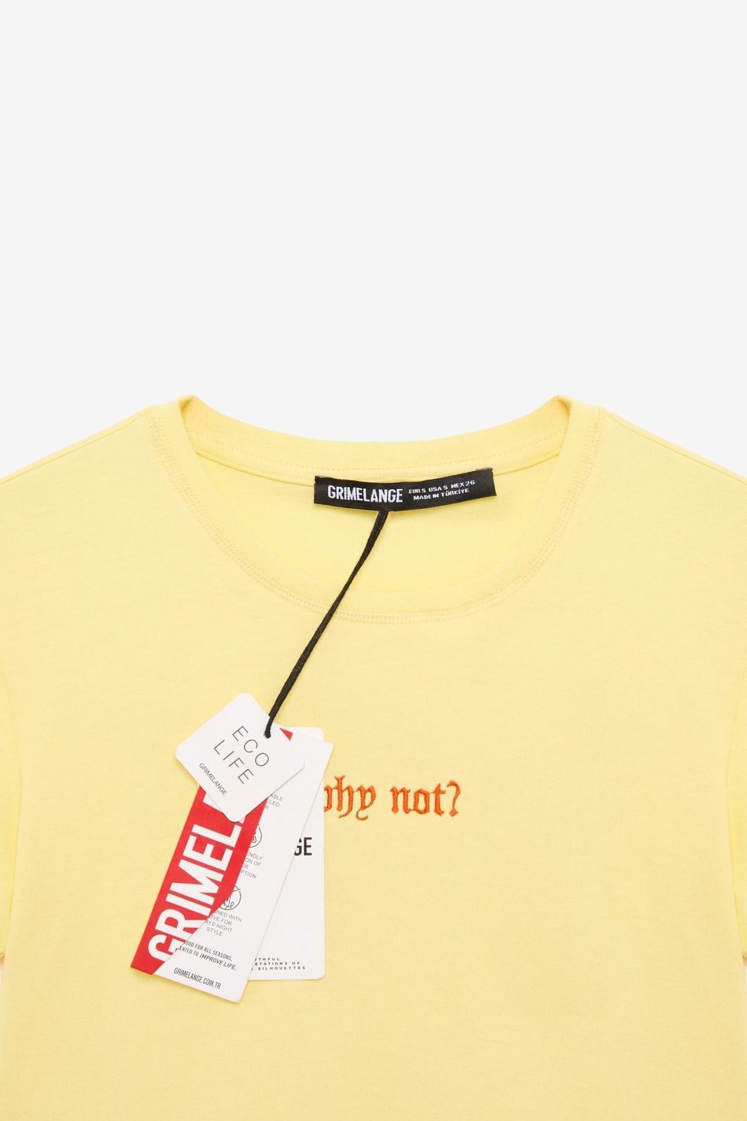 ZERAYA Kadın Bisiklet Yaka Kısa Kollu Önde Nakış Detaylı Crop Sarı T-Shirt