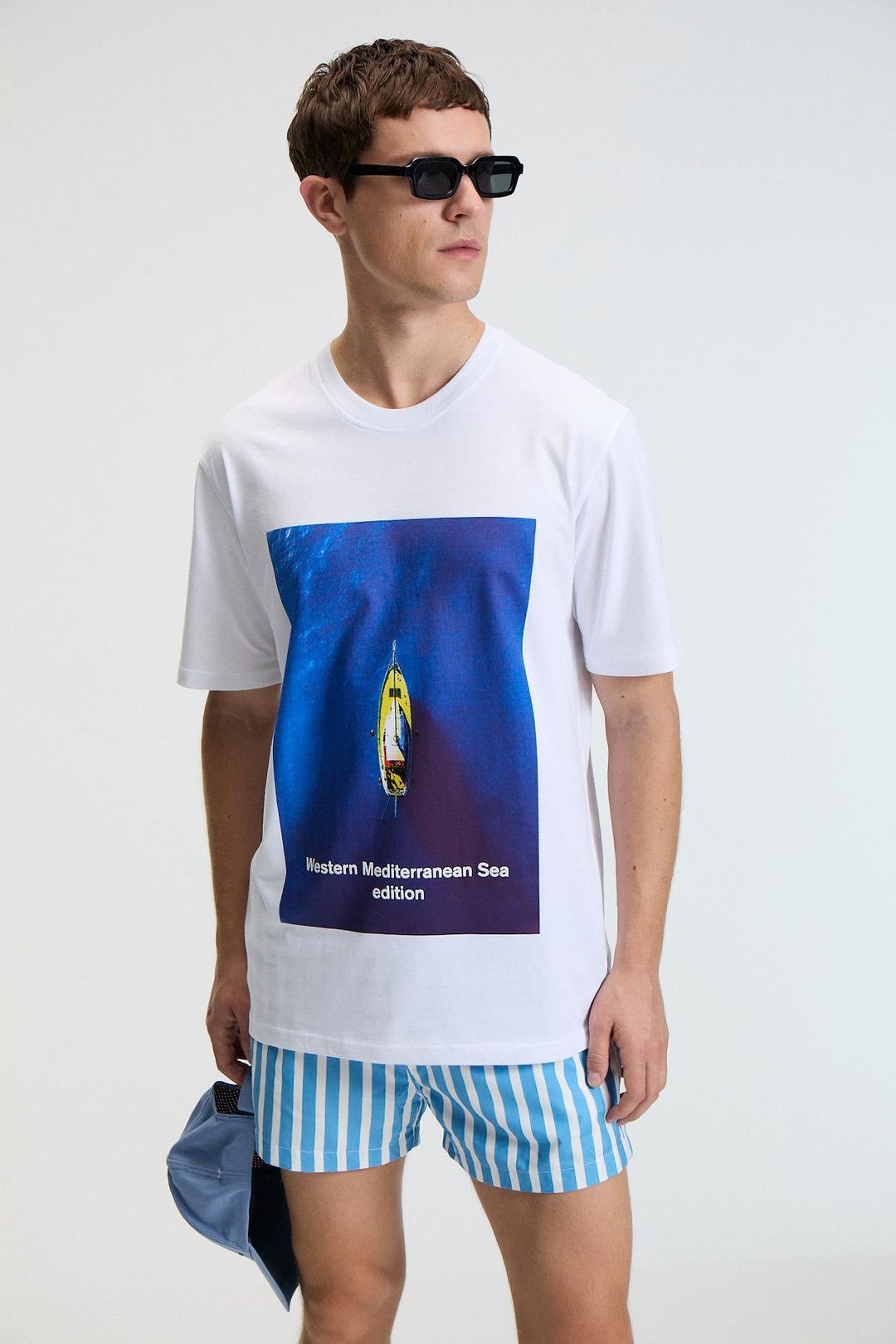 ZEST Erkek %100 Pamuk Oversize Fit Baskılı Kısa Kollu Yuvarlak Yakalı Beyaz T-Shirt