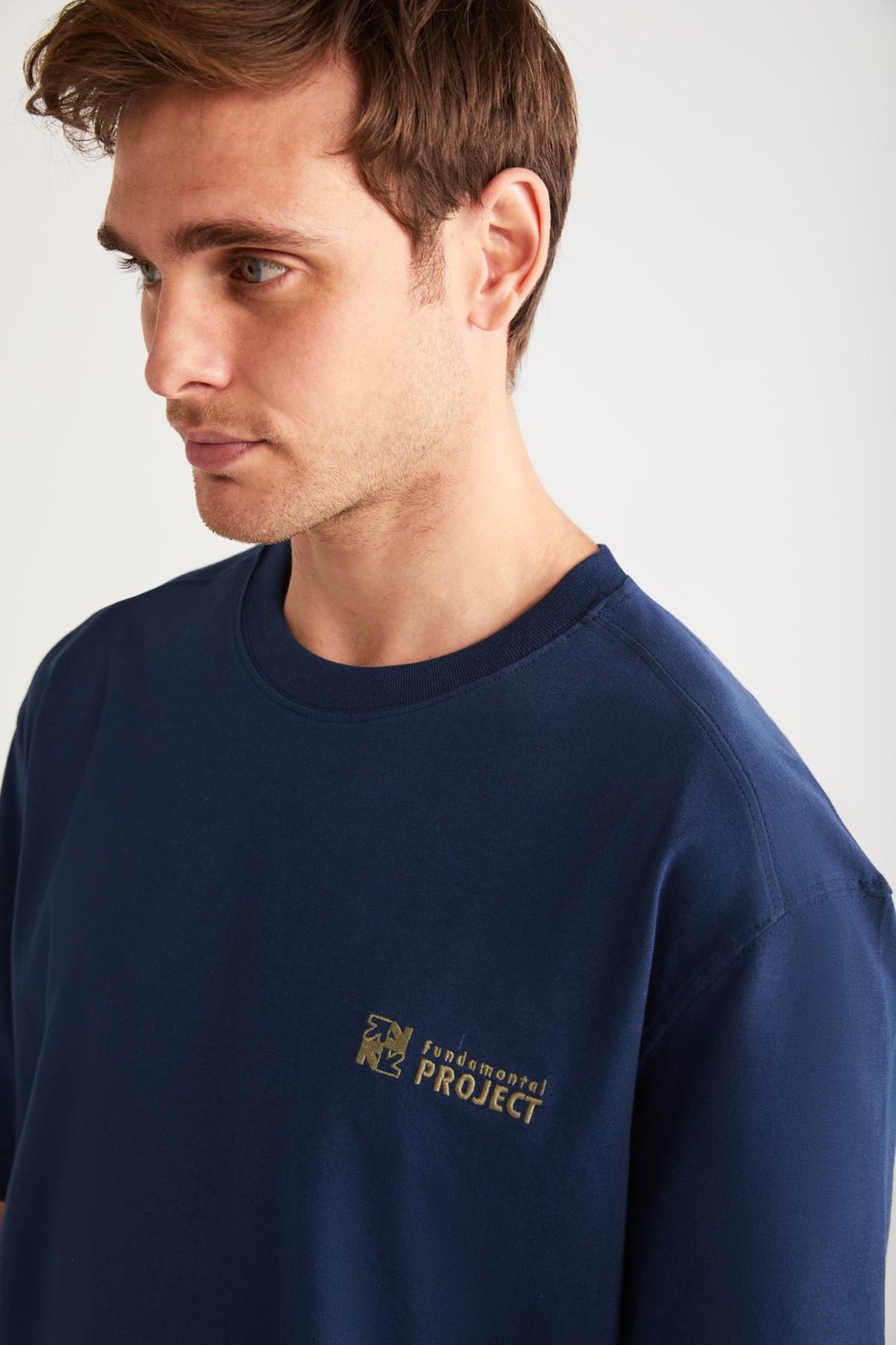 ZEUS Basic Regular Lacivert Tekli T-Shirt