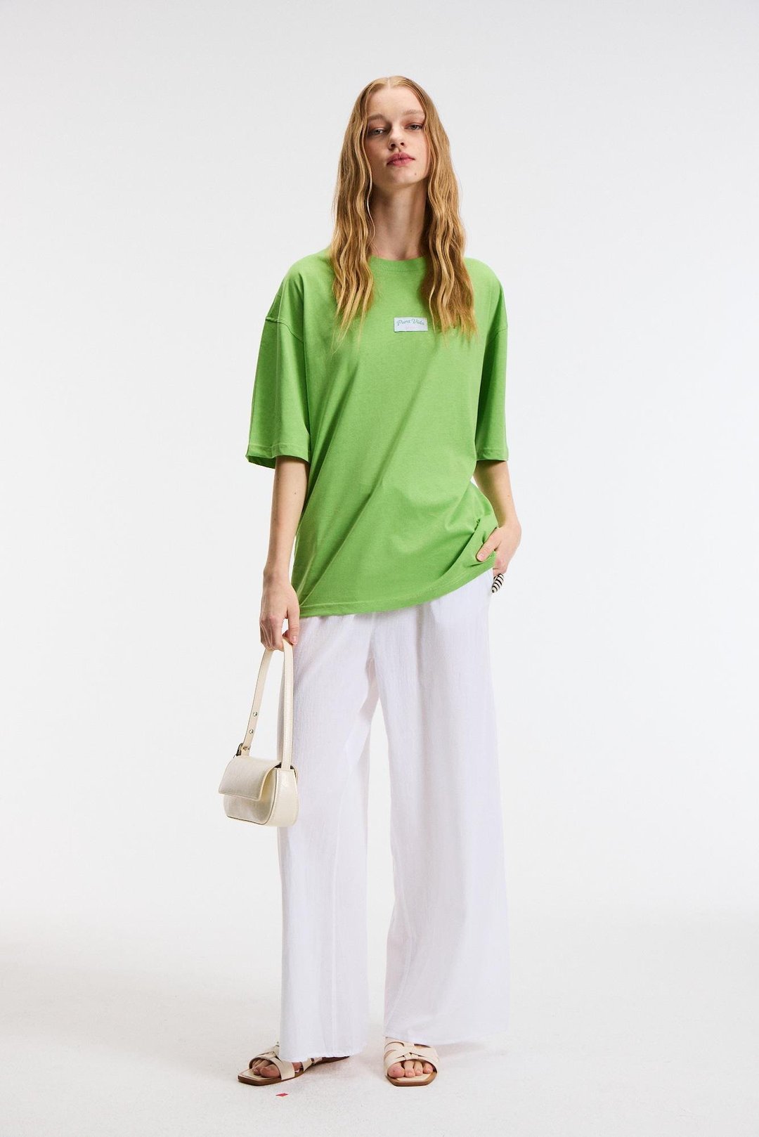 ZEYLINA Kadın %100 Pamuk Baskılı Regular Fit Kısa Kollu Bisiklet Yaka Yeşil T-Shirt