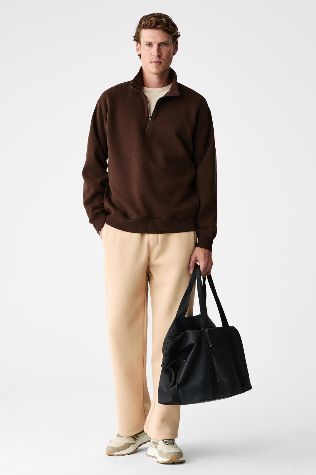 BENSON Erkek Kordonlu Lastikli Bel Relaxed Fit Bej Eşofman Altı