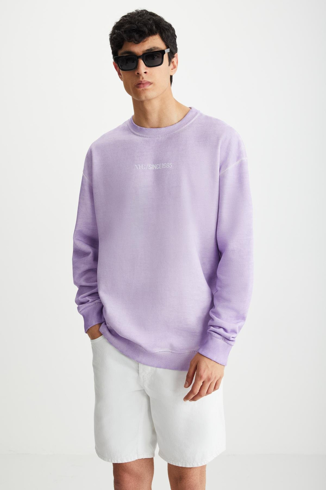 BLANDON Basic Oversize Lila Tekli Sweatshirt