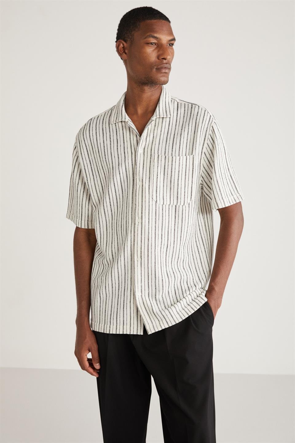 BRIEN Örme Relaxed Ekru  Gömlek