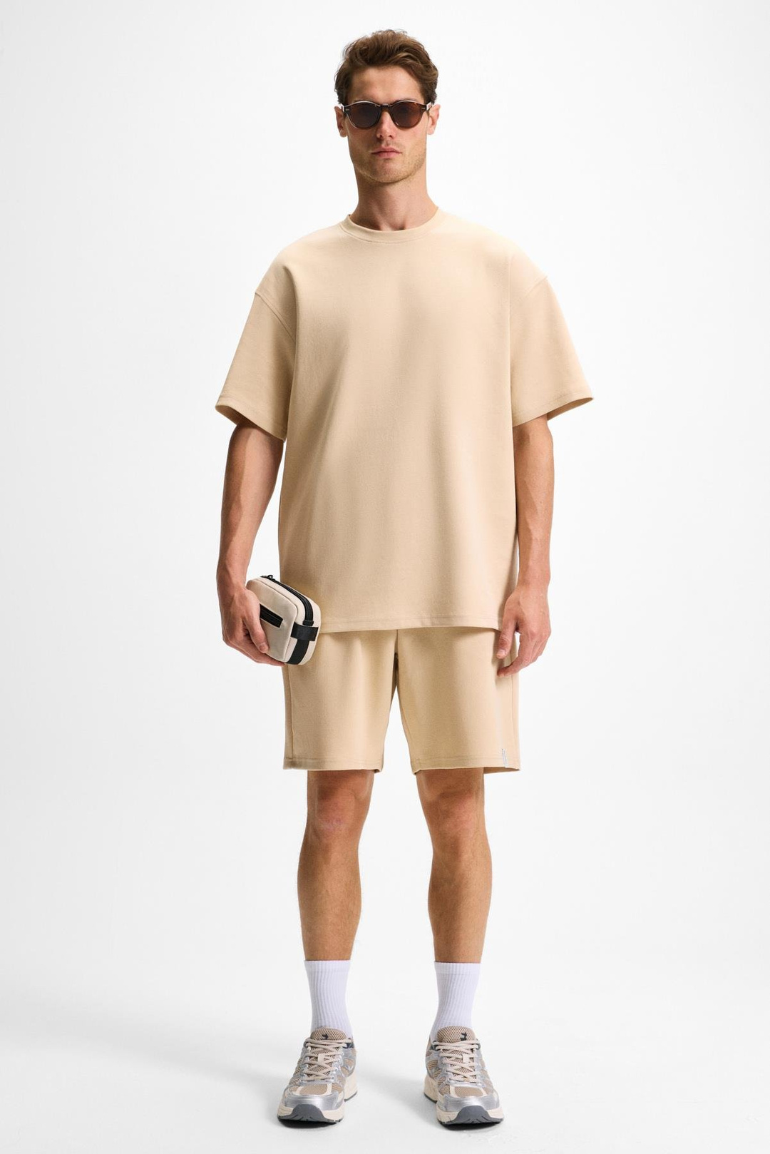 DONYEL Erkek Bisiklet Yaka Kısa Kol Regular Bej T-Shirt