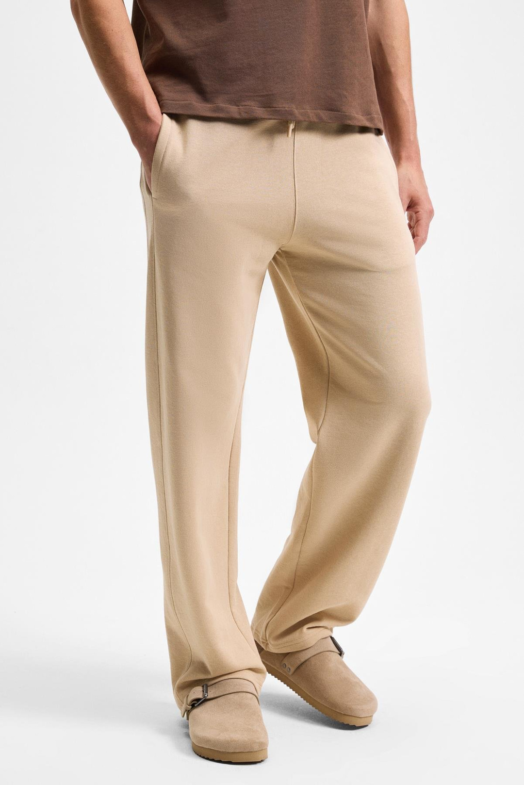 DOTTI Erkek Beli Lastikli Kordonlu Yanları Cepli Relaxed Fit Bej Eşofman Altı