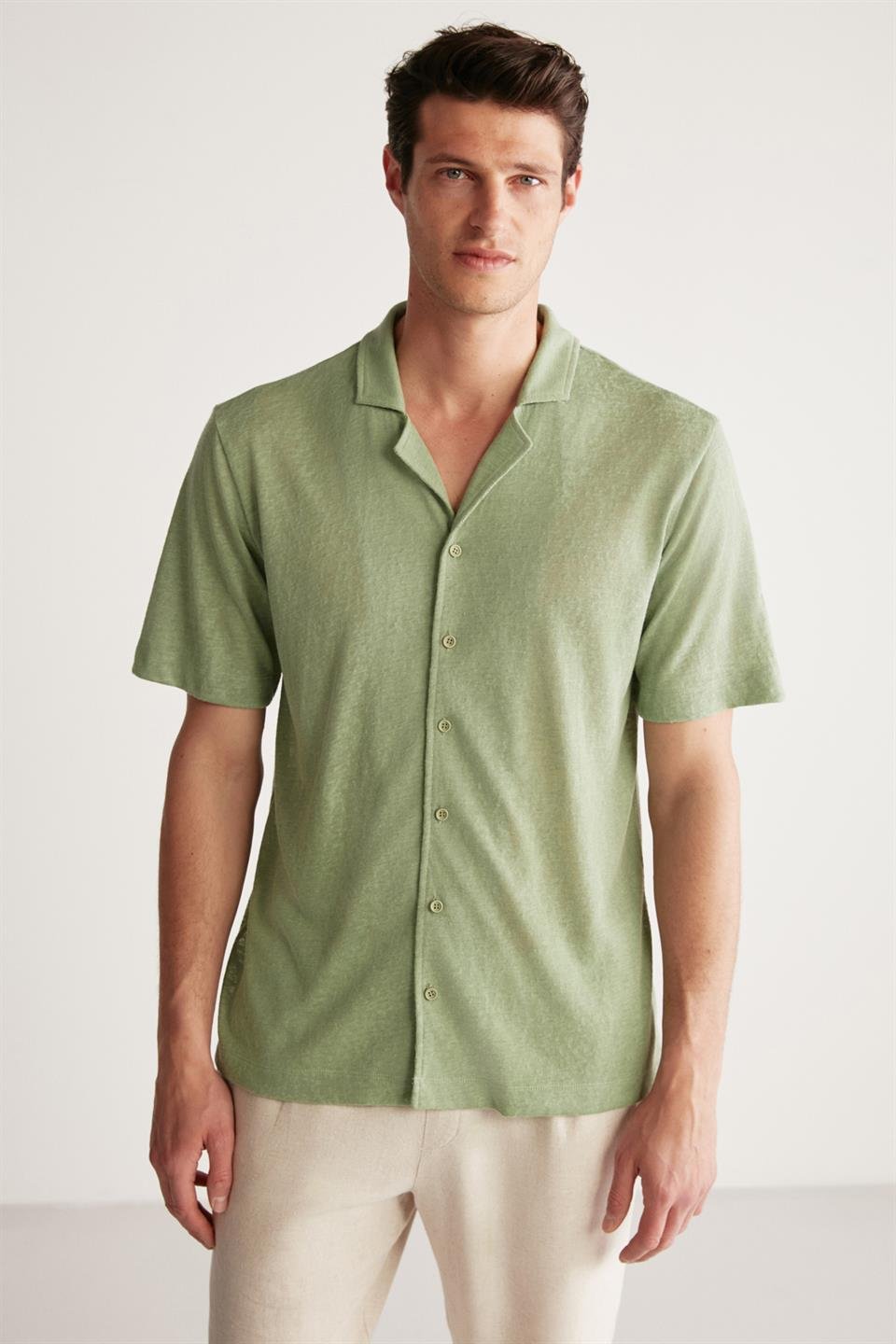 DOUG Örme Regular Yeşil Tekli Gömlek