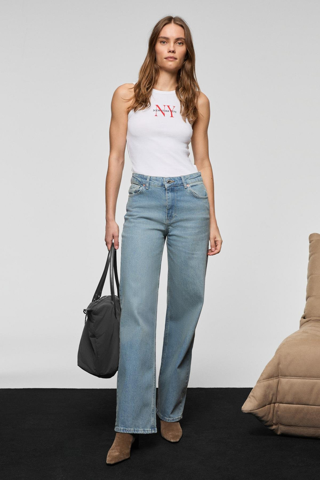 DUNA Kadın %100 Pamuk Straıght Fıt Denim Açık Mavi Jeans