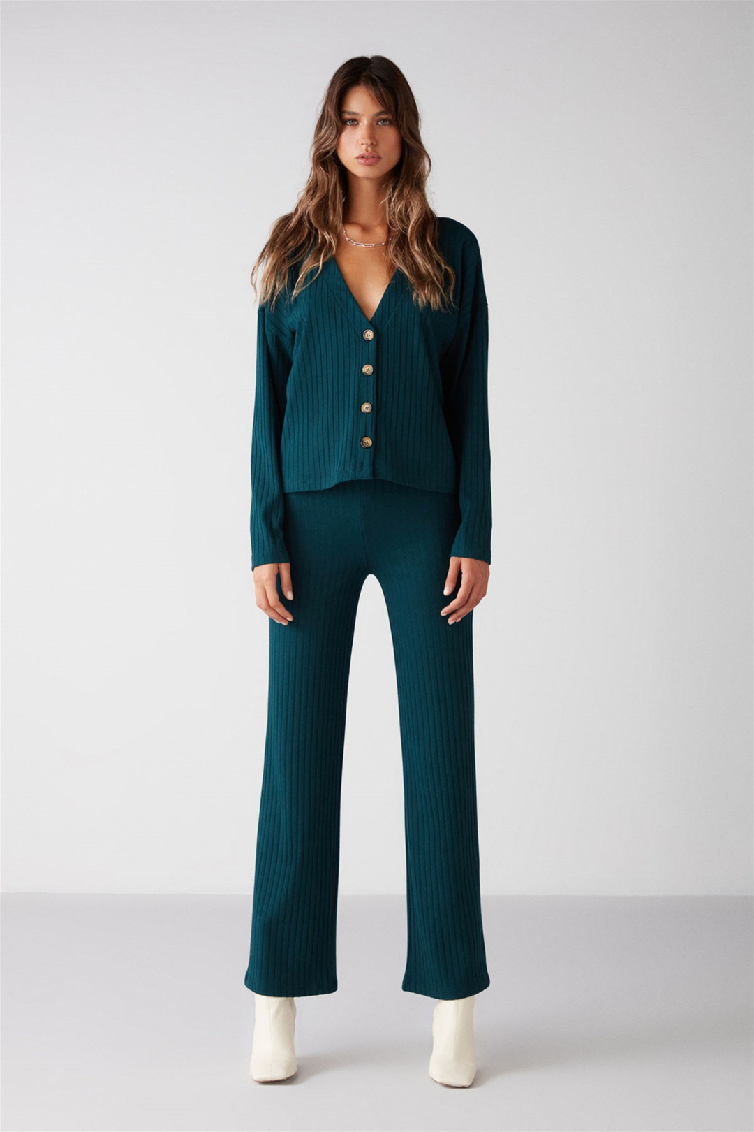 ERIKA Örme Flare Petrol Yeşili  Pantolon