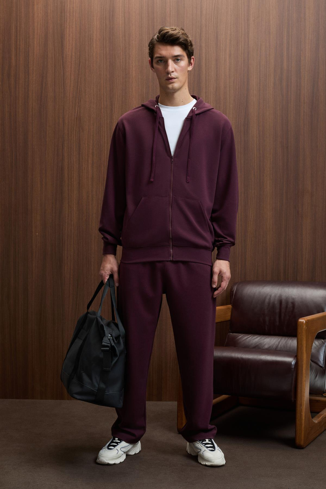 GRIFFIN Erkek Kordonlu Beli Lastikli Metal Kuş Gözü Detaylı Bordo Eşofman Altı