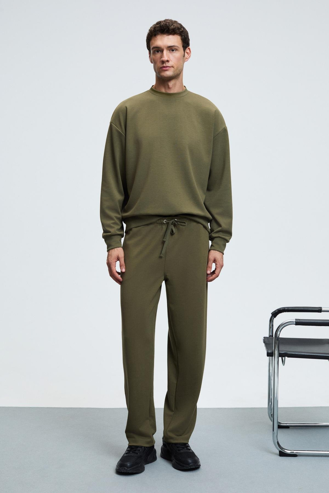 GRIFFIN Erkek Kordonlu Beli Lastikli Metal Kuş Gözü Detaylı Haki Eşofman Altı