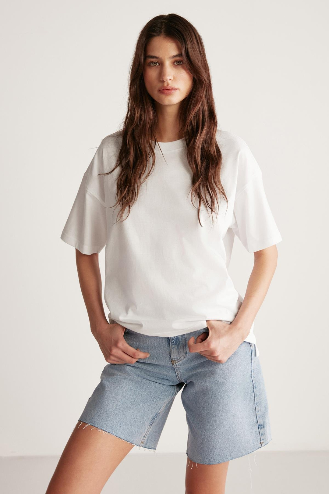 JEMMY Basic Relaxed Beyaz Tekli T-Shirt