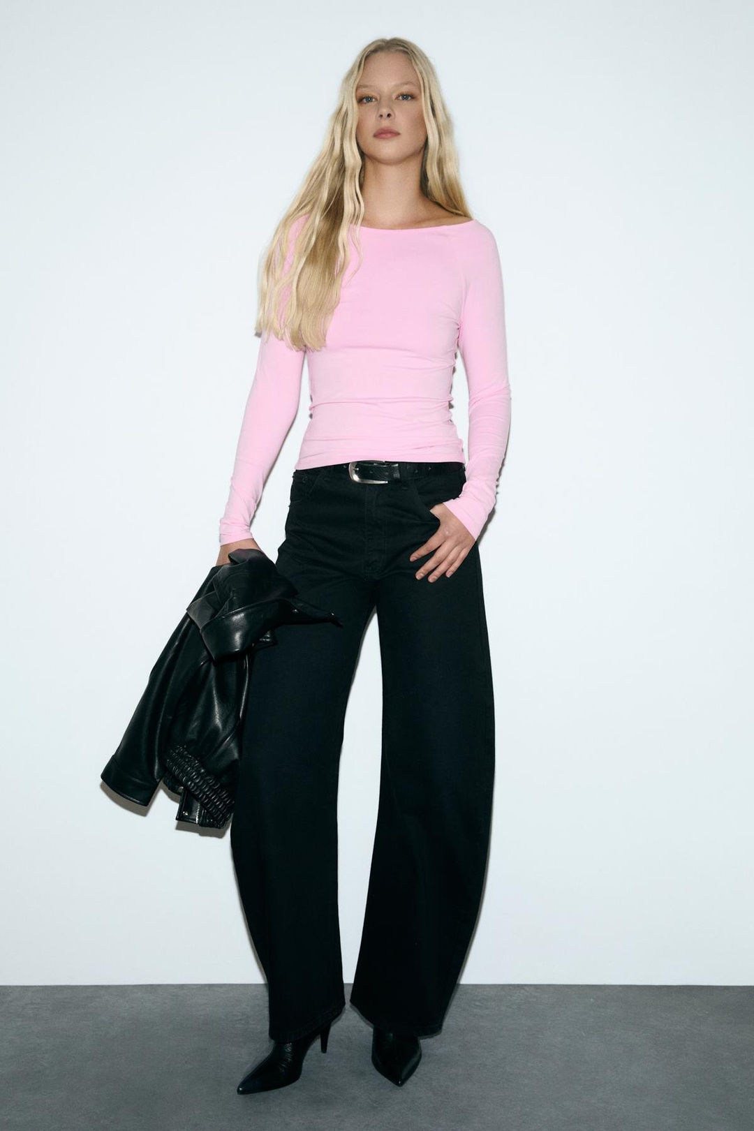 KARAKOLA Kadın Organik Pamuklu Kayık Yaka Reglan Kol Slim Fit Pembe Bluz