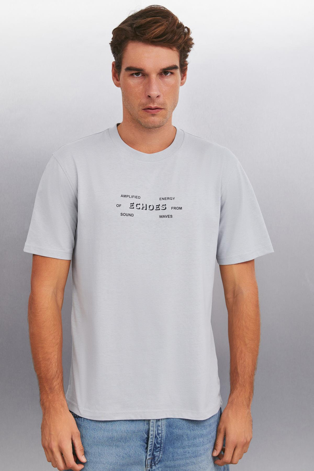 KINGSLEY Basic Regular Gri Tekli T-Shirt