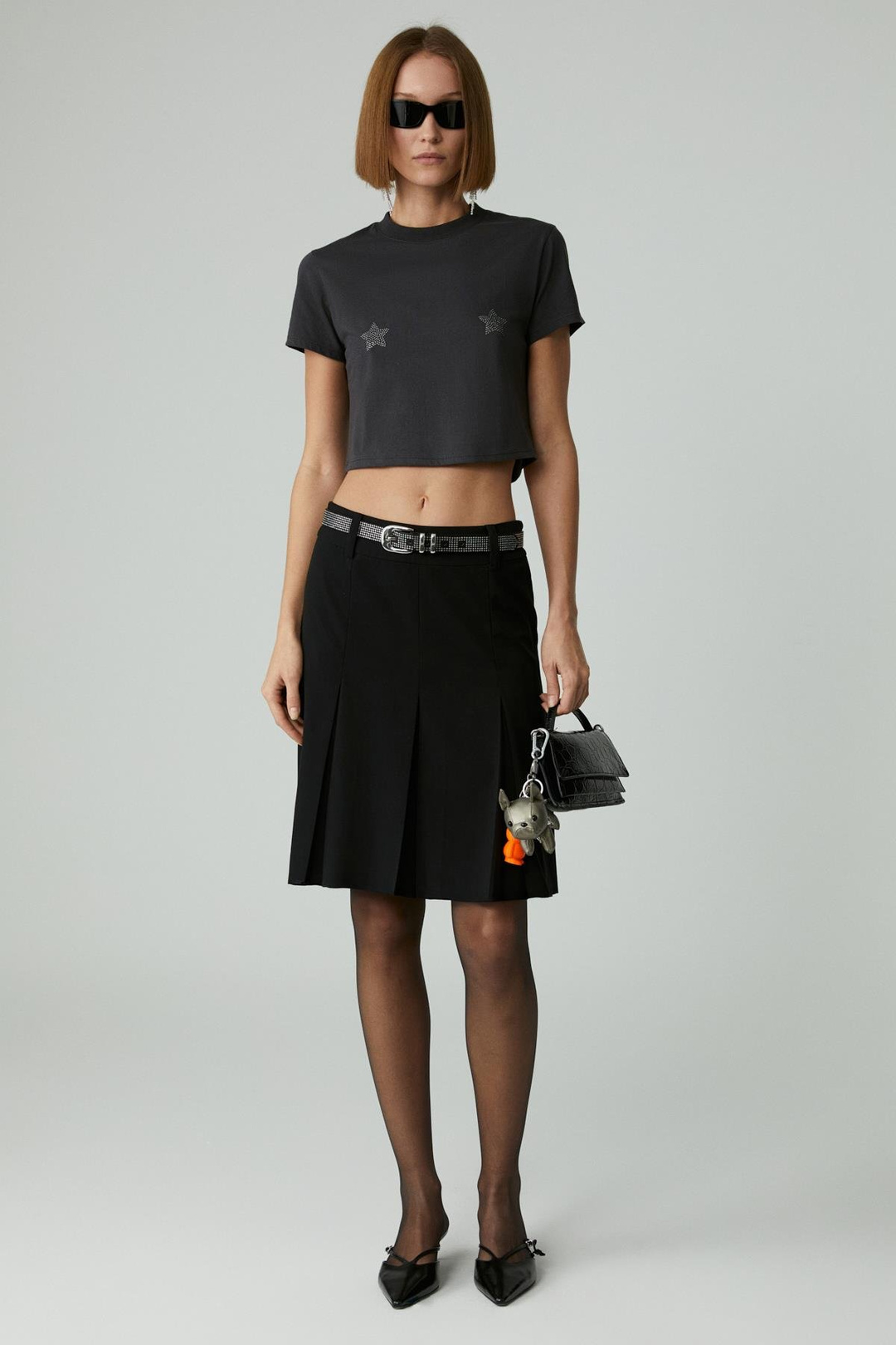 LAVIVA Kadın Kısa Fermuar Detaylı Siyah Etek