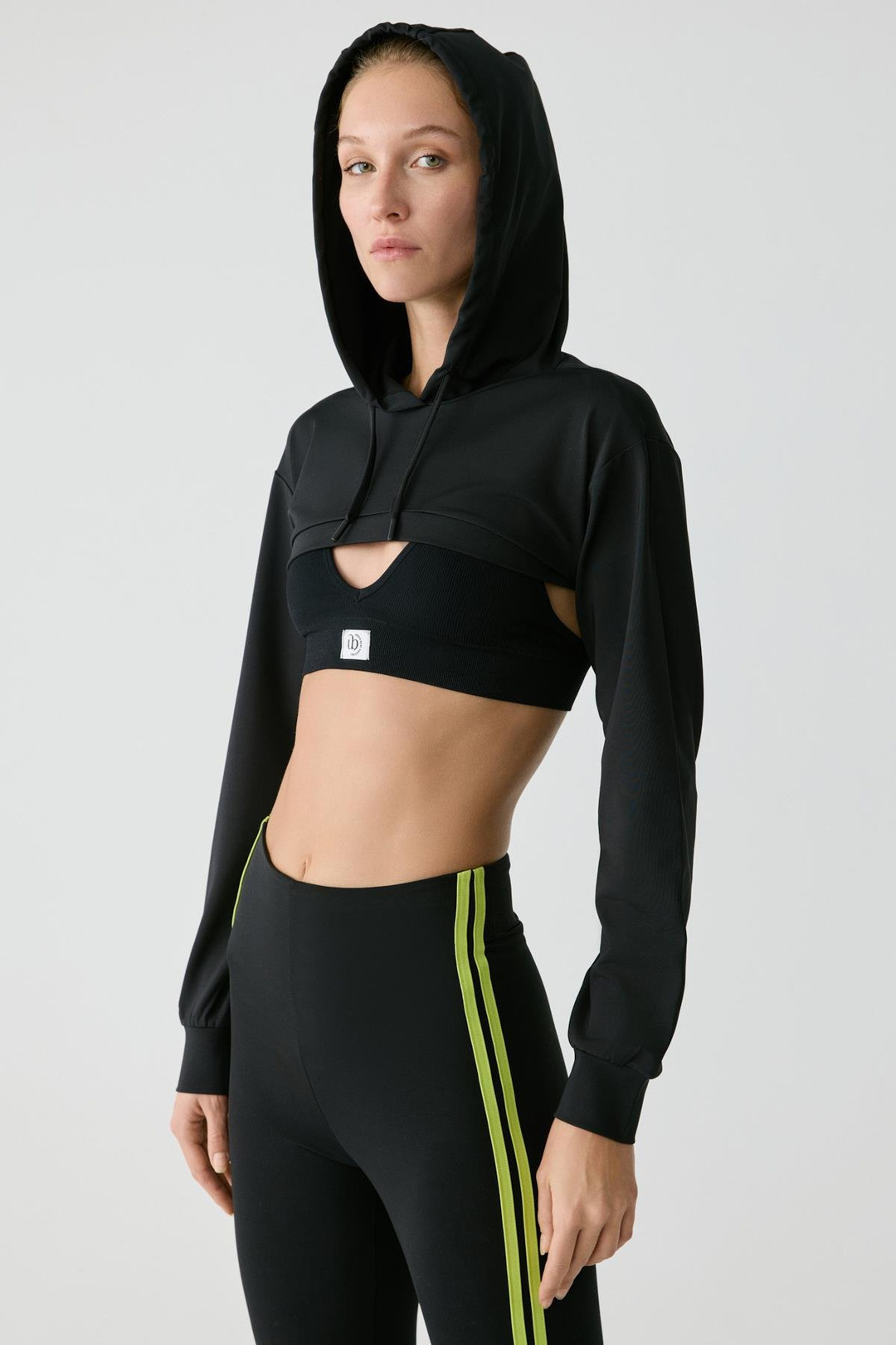 LUSSI Kadın Uzun Kollu Kapüşonlu Siyah Büstiyer