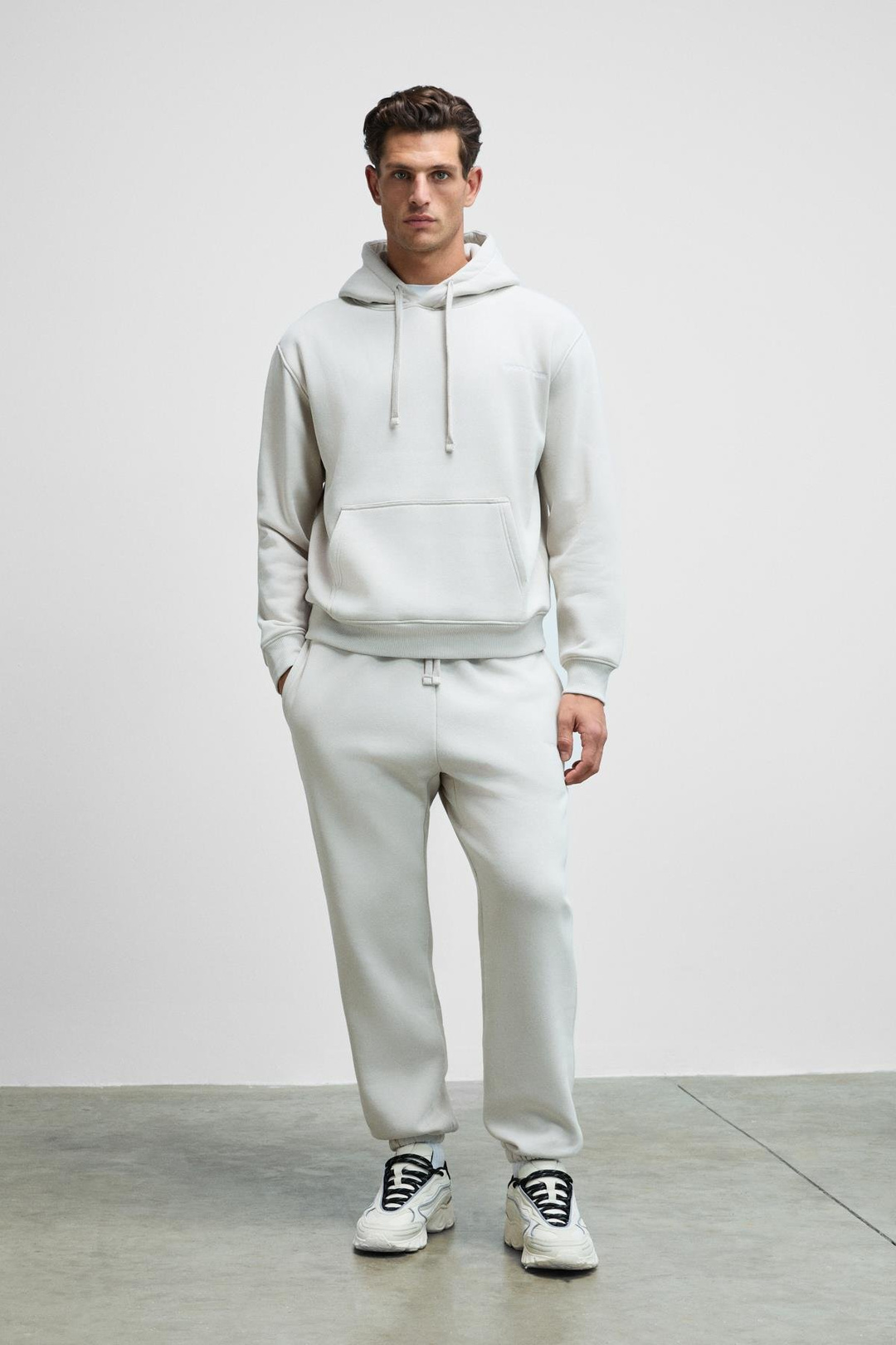 MARSHALLHOODIE Erkek Pamuklu İçi Polarlı Nakışlı Relaxed Gri Eşofman Takımı