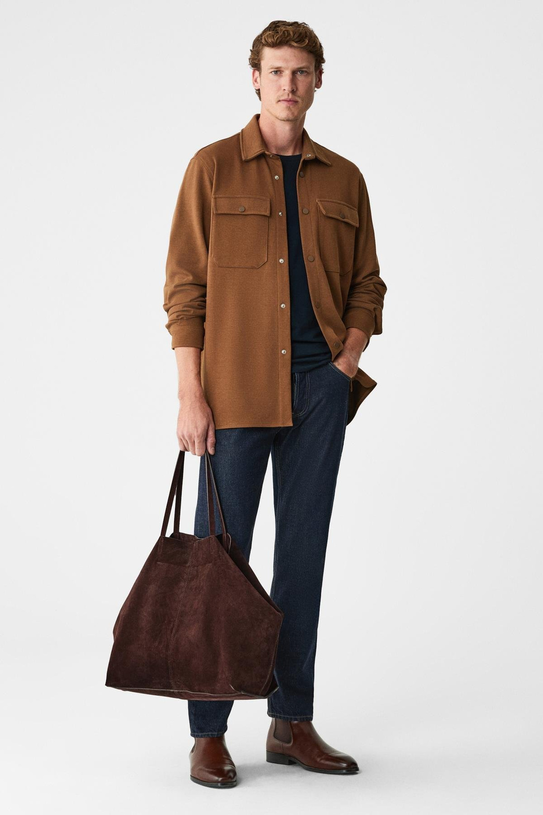 MAZE Erkek Özel Dokulu Kalın Kumaşlı Cepli Çıtçıtlı Koyu Vizon Ceket