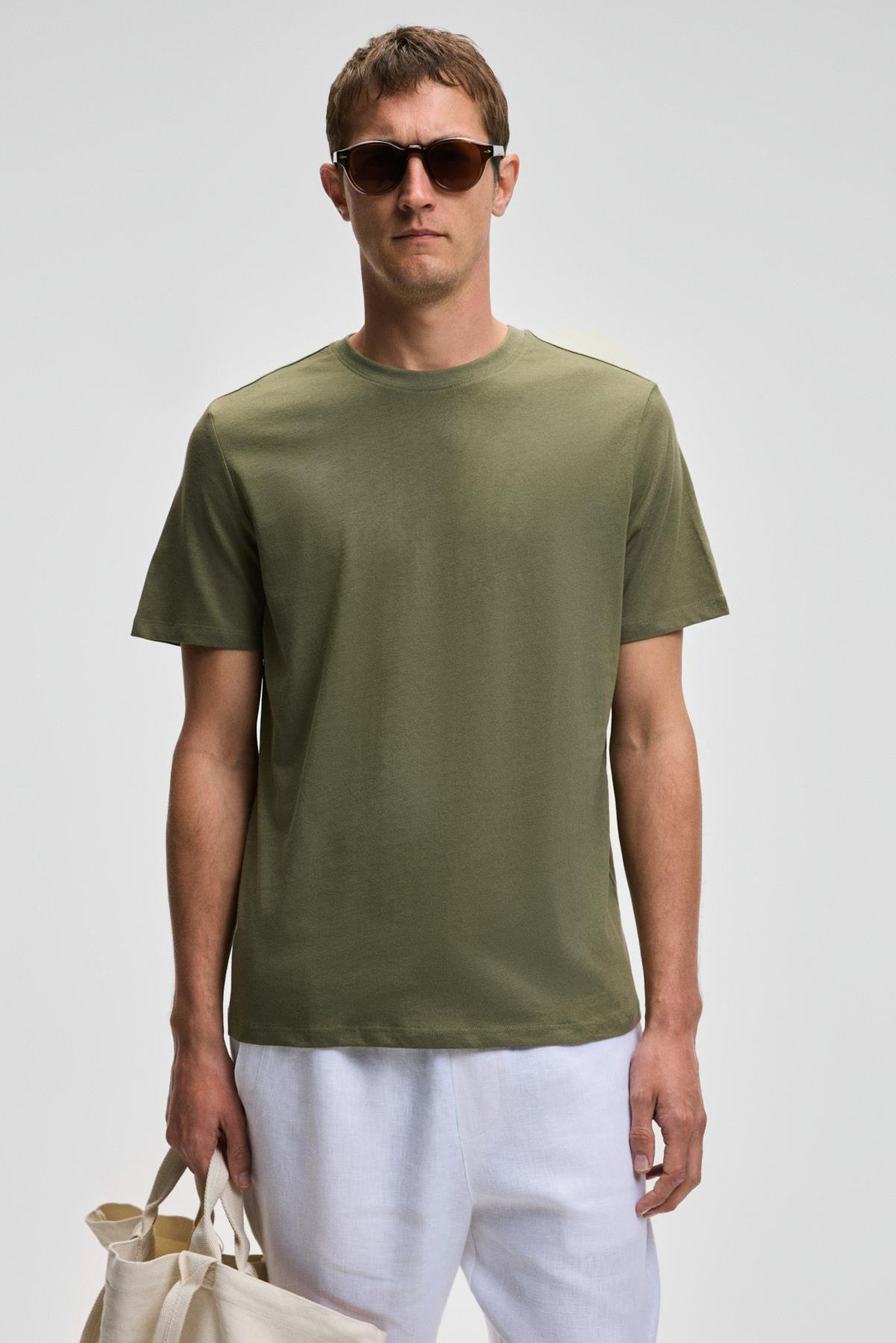 MOCASSIN Erkek %100 Pamuk Baskılı Relaxed Fit Yuvarlak Yaka Kısa Kollu Haki T-Shirt