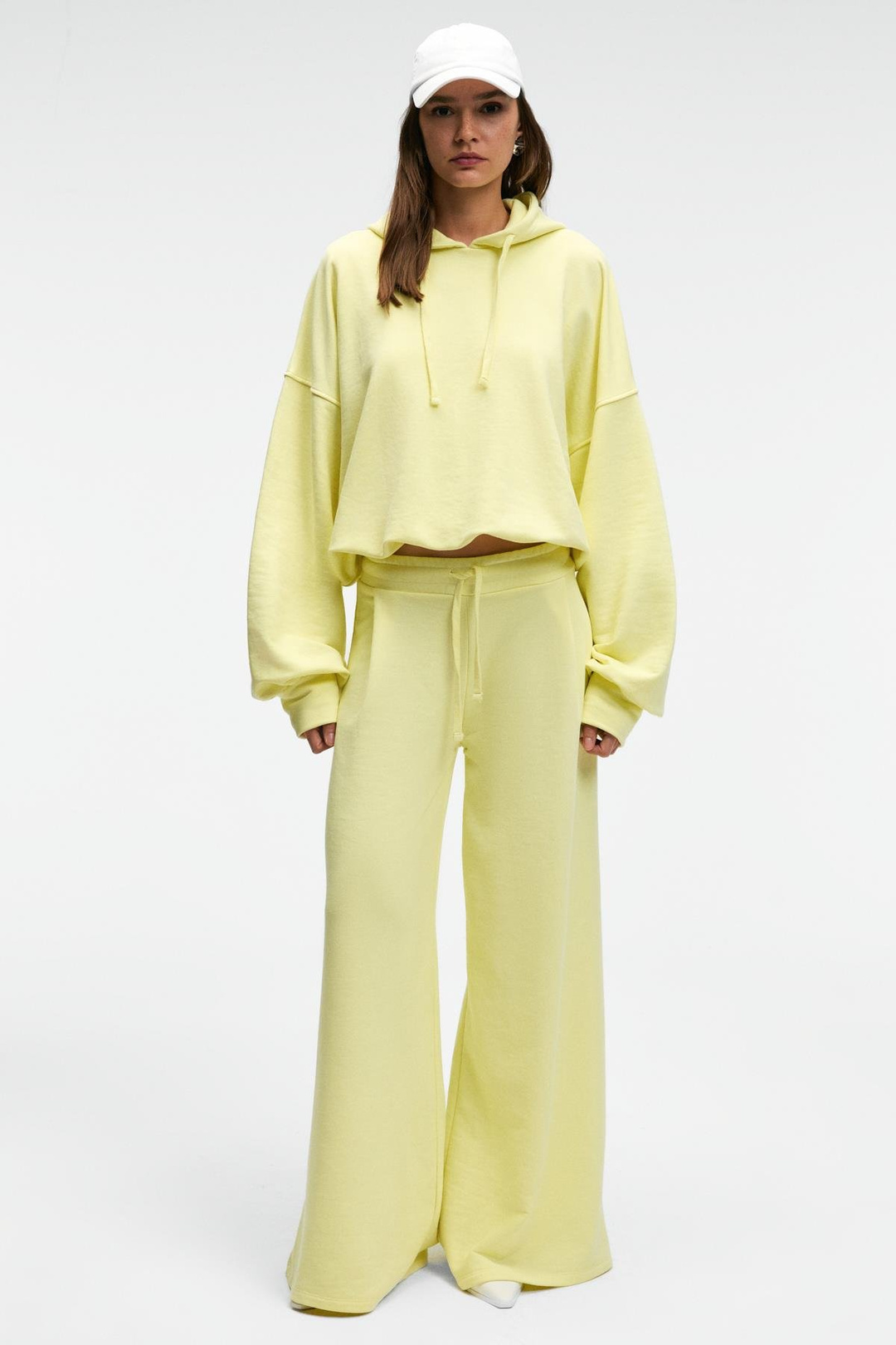 ORMIRA Kadın Oversize Fit Yanları Cepli Lastikli Bel Sarı Eşofman Altı