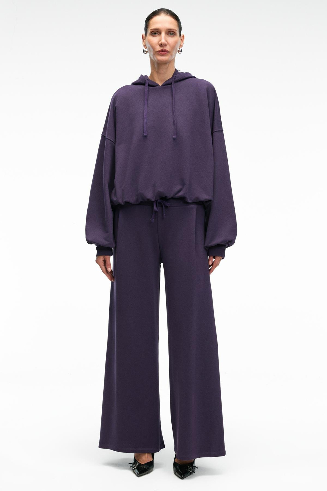 ORMIRA Kadın Oversize Fit Yanları Cepli Lastikli Bel Mor Eşofman Altı