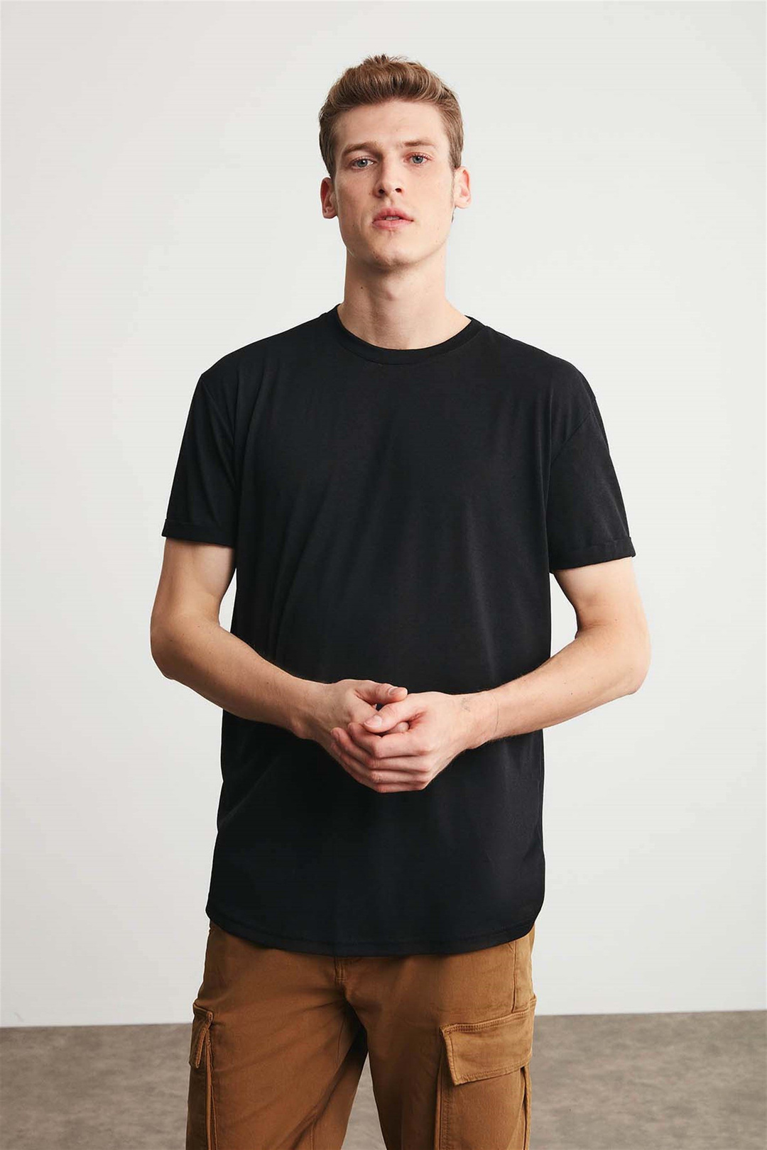 OSCAR Örme Comfort Fit Siyah  T-Shirt