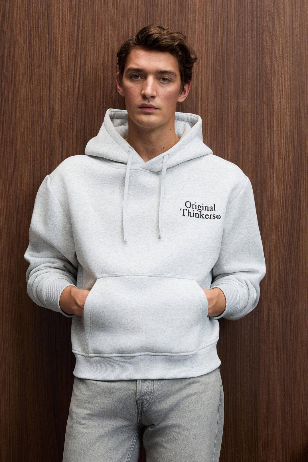 PASCAL Erkek Kapüşonlu Kanguru Cepli Önü Ve Sırtı Baskılı Regular Fit Grimelanj Sweatshirt