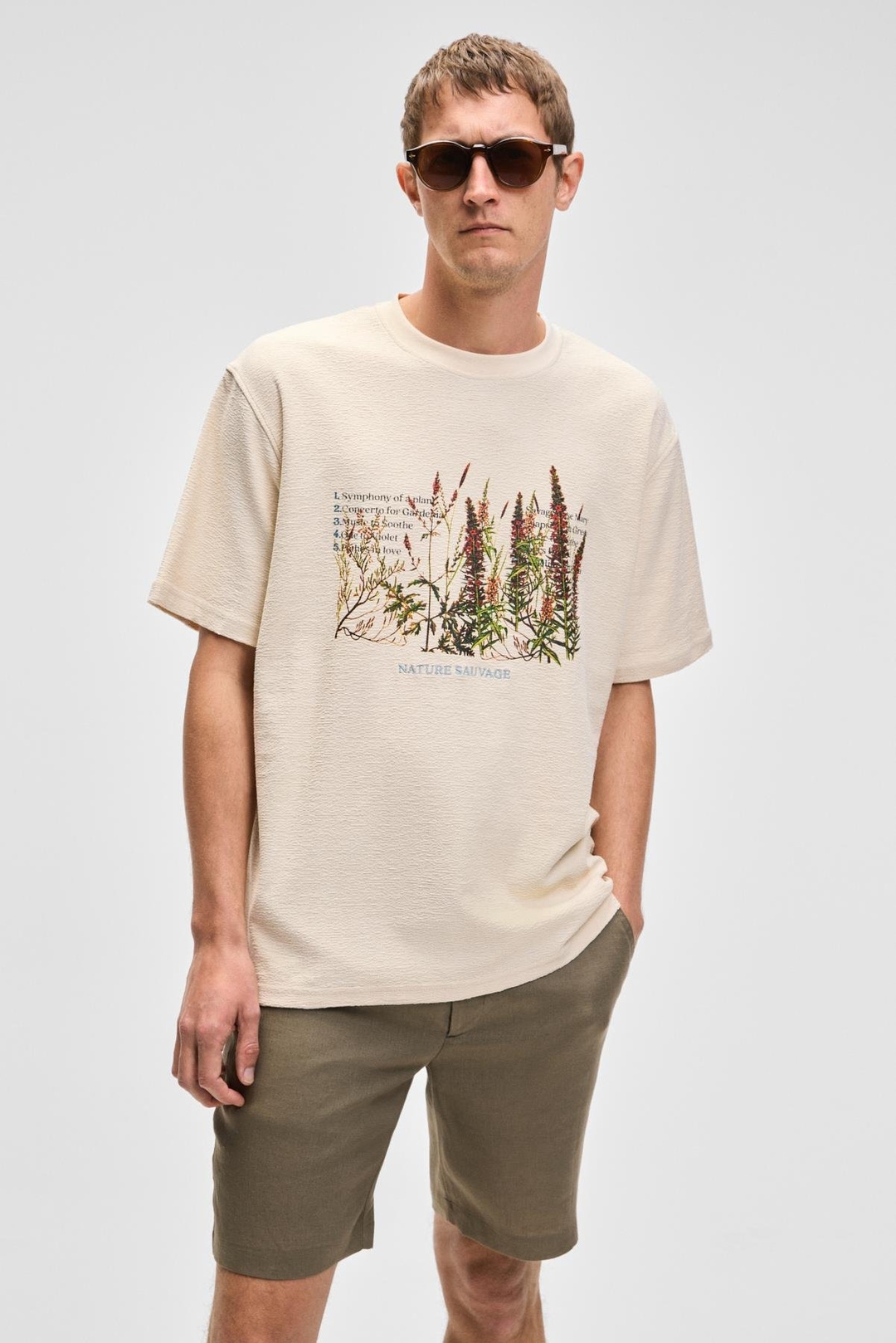 PLANTASIA Erkek %100 Organik Pamuk Baskı ve Nakış Detaylı Kısa Kollu Vanilya T-Shirt