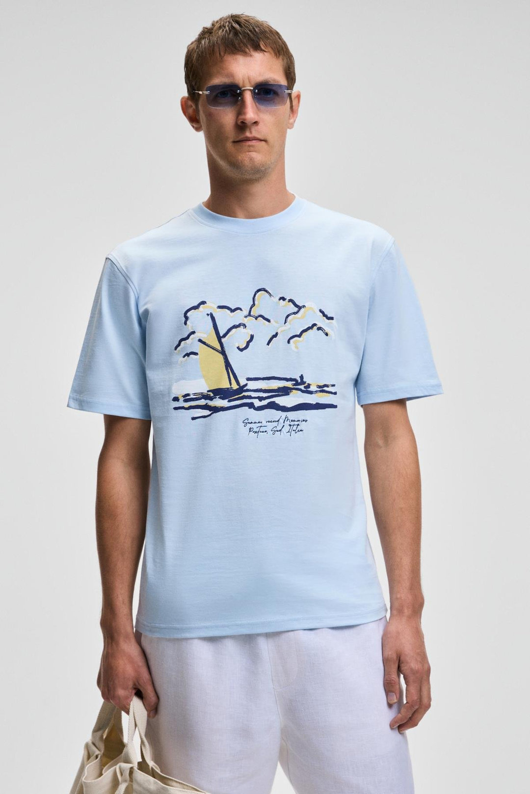 PROVENCE Erkek Bisiklet Yaka %100 Organik Pamuklu Regular Fit Mavi T-Shirt