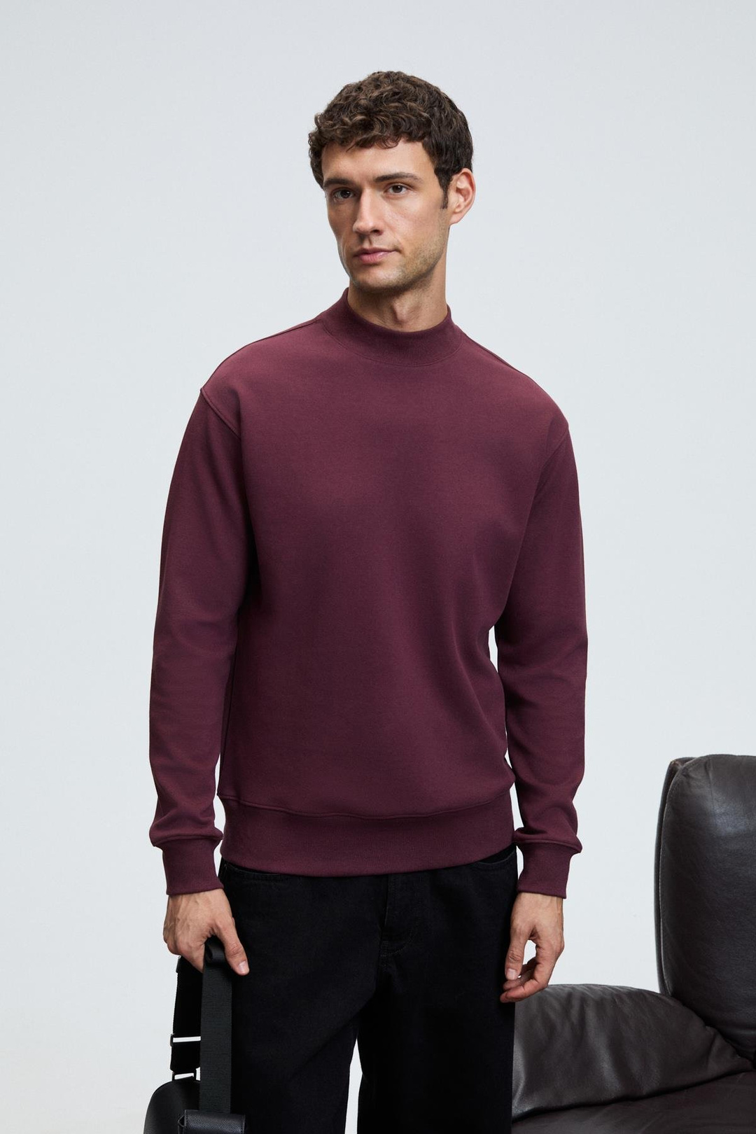 QUILLA Erkek Yarım Balıkçı Basic Bordo Sweatshirt