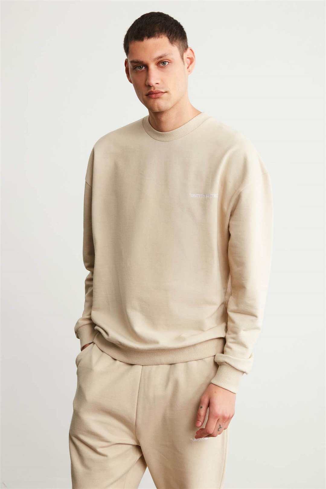 RAIROK Örme Comfort Fit Bej  Sweatshirt