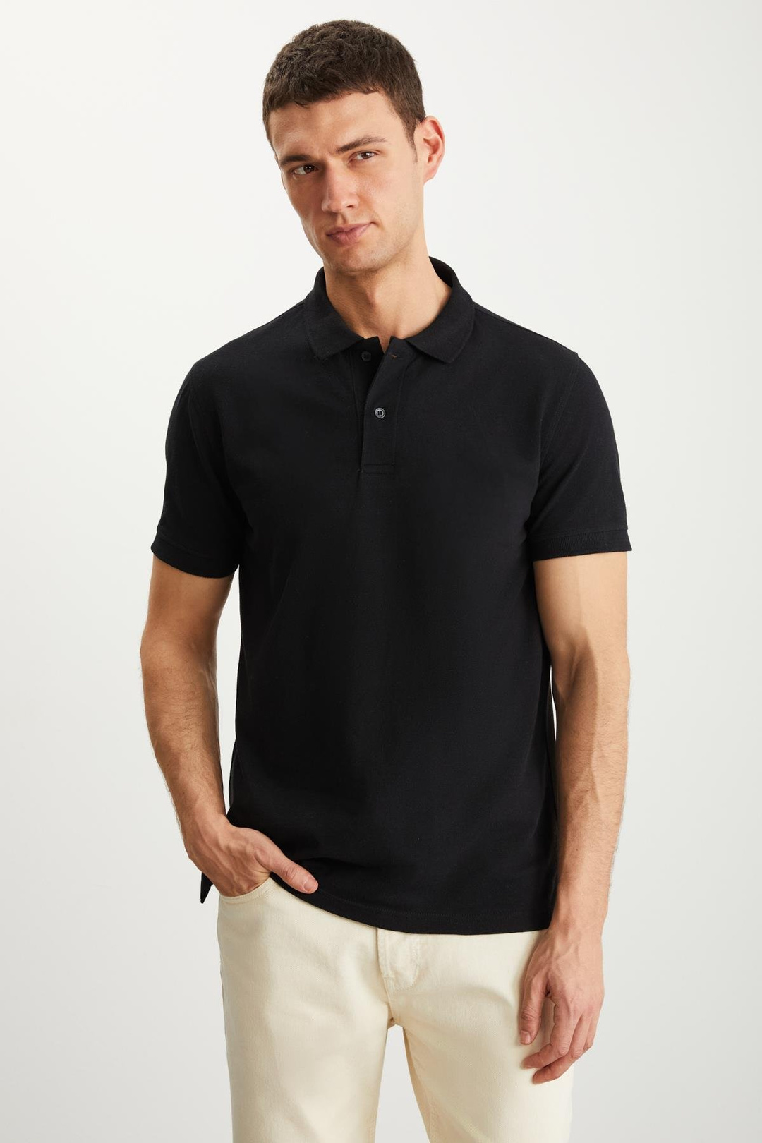 RAMADAN  Regular Siyah Tekli Polo Yaka T-shirt