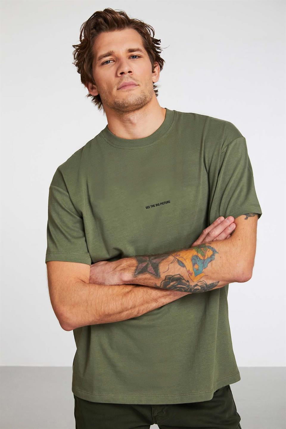 RIVER Örme Oversize Haki  T-Shirt