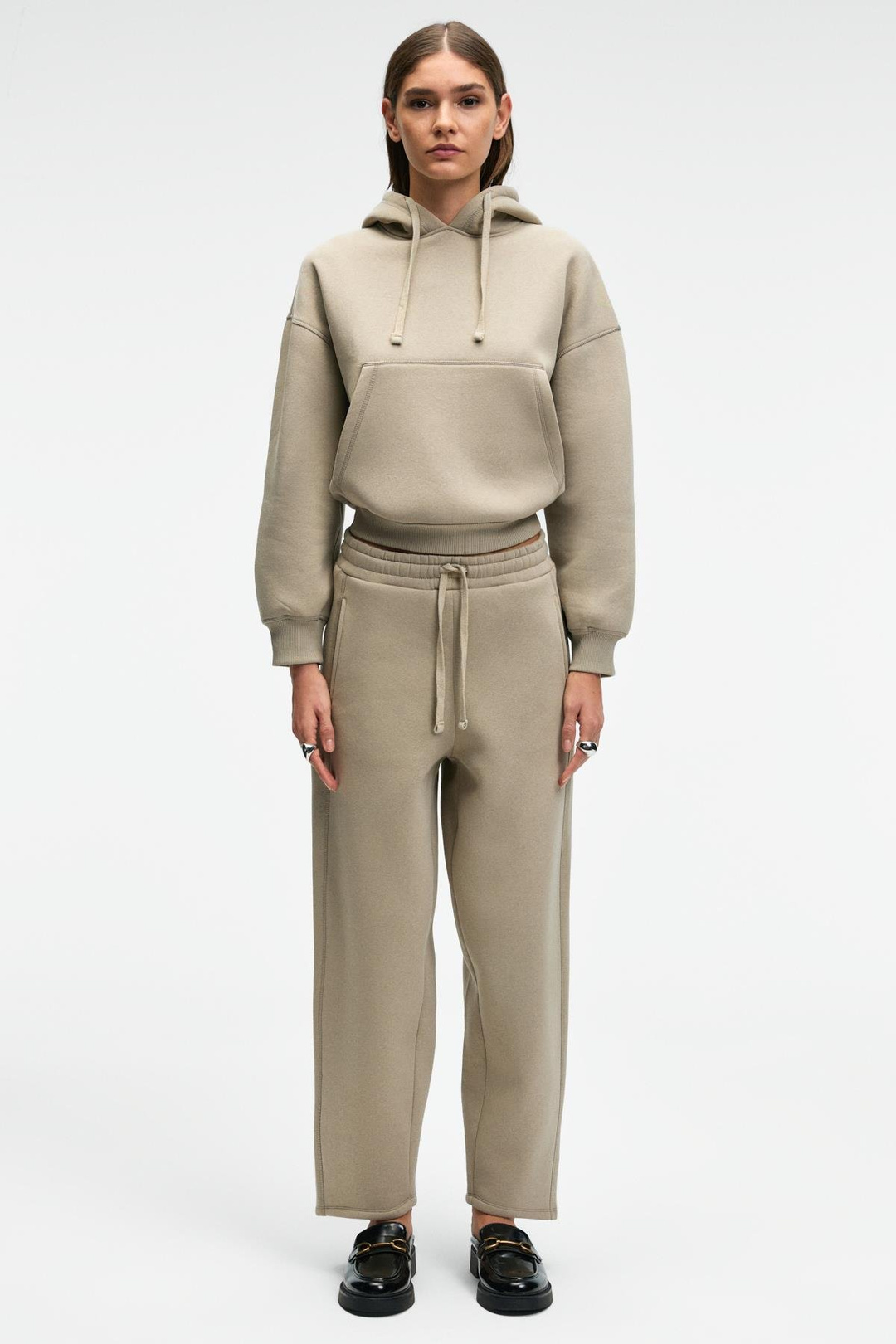 SELORIN Kadın Baggy Çift Cepli Taş Rengi Eşofman Altı