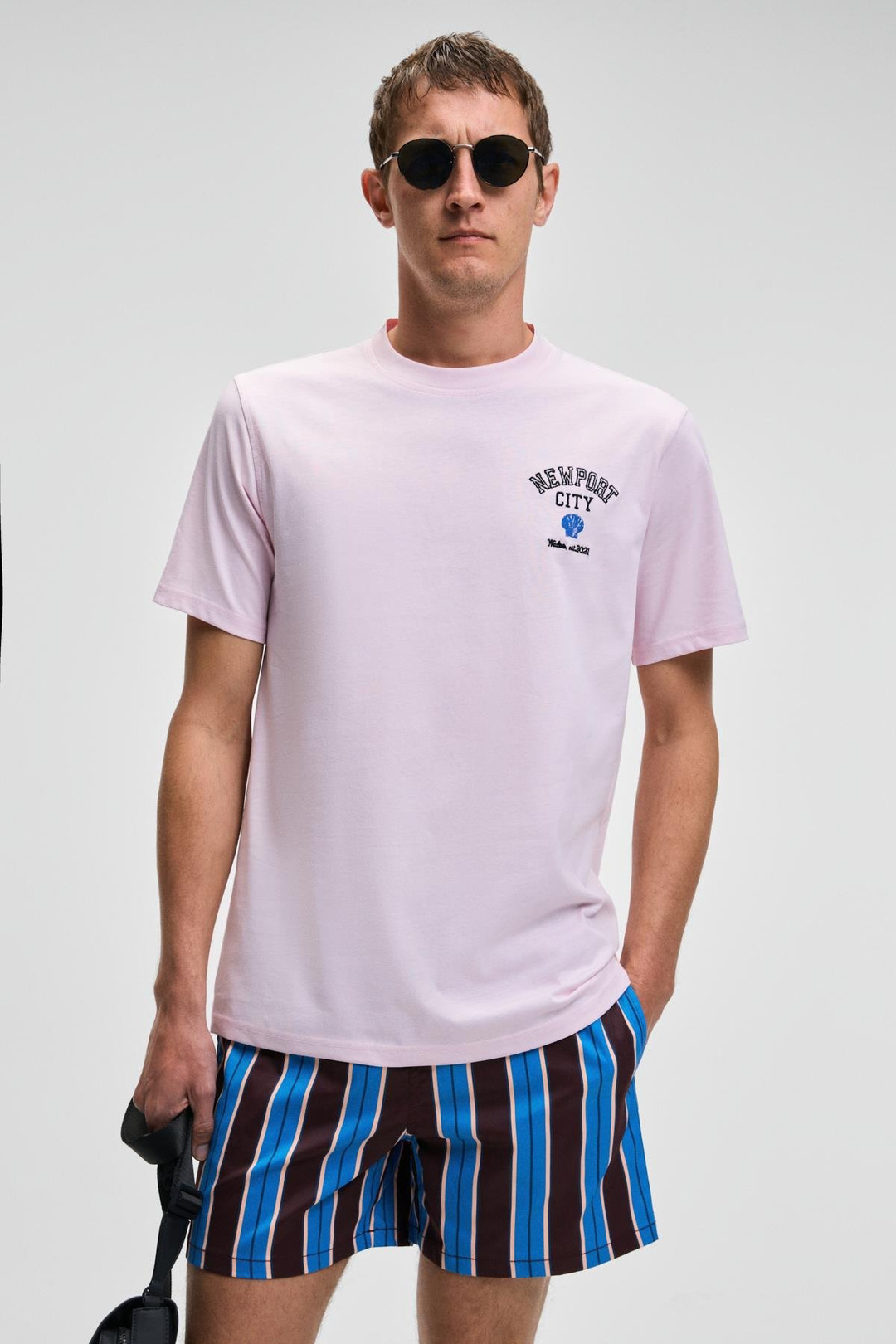 SONORA Erkek Baskı Detaylı %100 Organik Pamuk Regular Fit Kısa Kollu Pembe T-Shirt