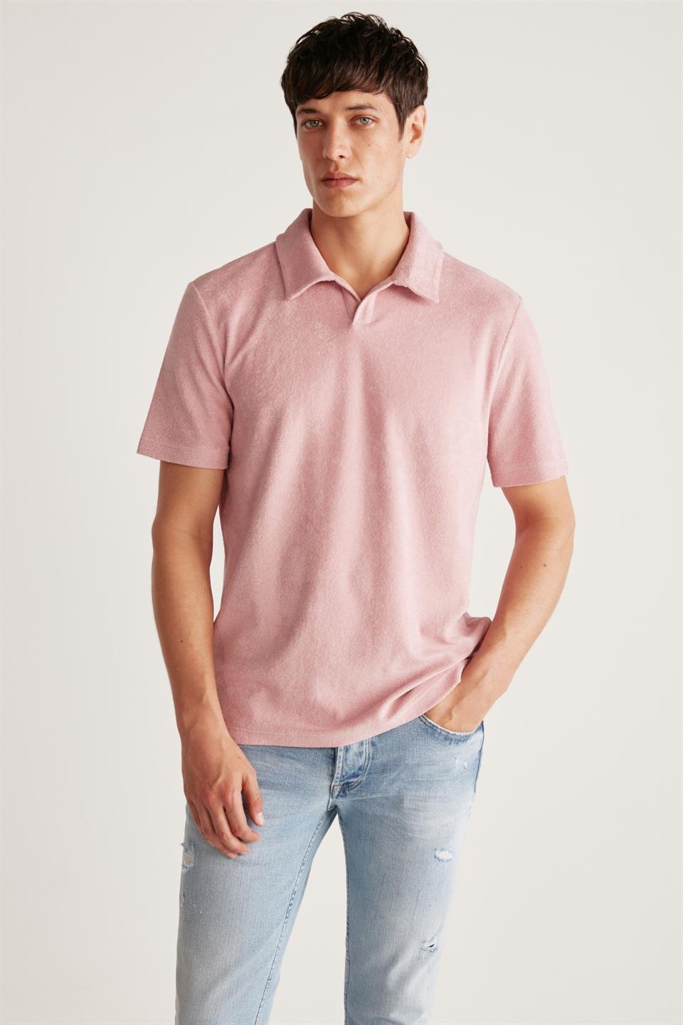 TODD Örme Relaxed Pembe  Polo Yaka T-shirt