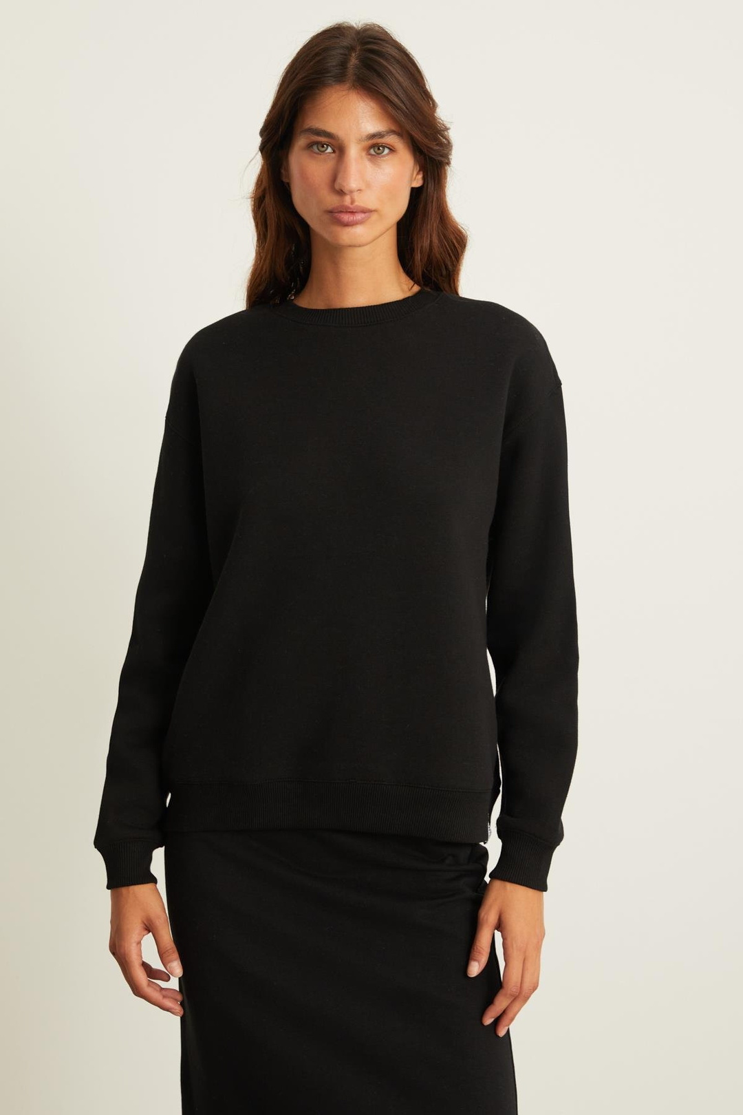VILI Relaxed Oversize Siyah Tekli Sweatshirt