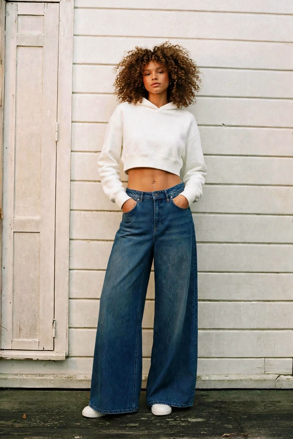 Kadın J63 Wide Leg Tensel Jean Pantolon - Orta Mavi