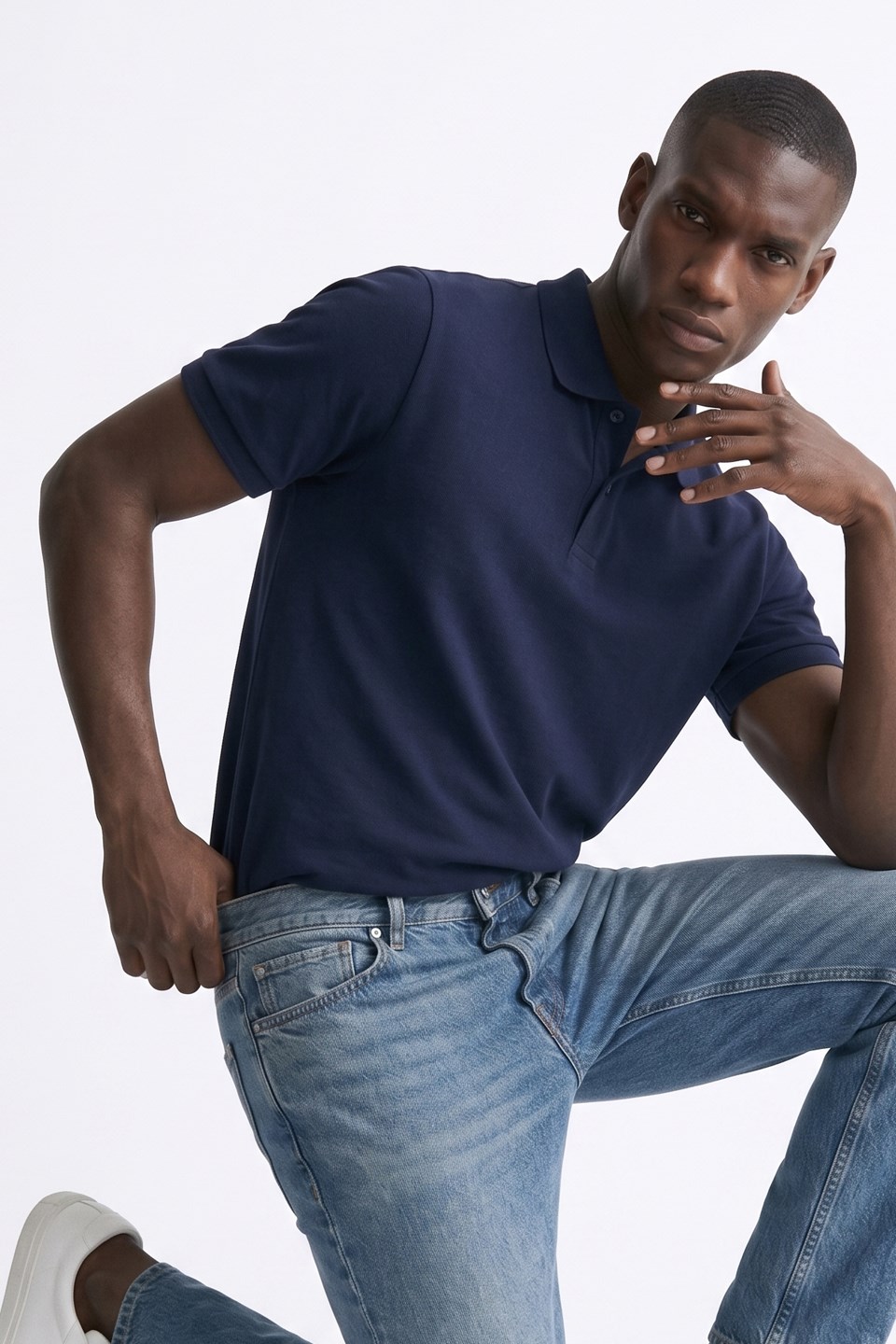 Erkek Polo Yaka Pike T-Shirt - Lacivert