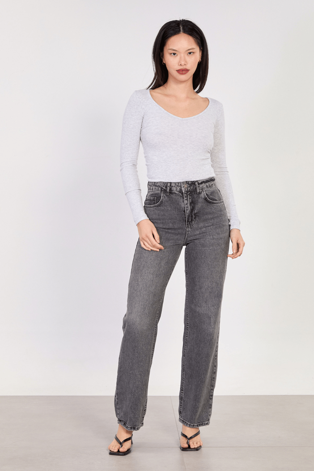 Kadın J92 Yüksek Bel Straight Jean Pantolon - Açık Gri