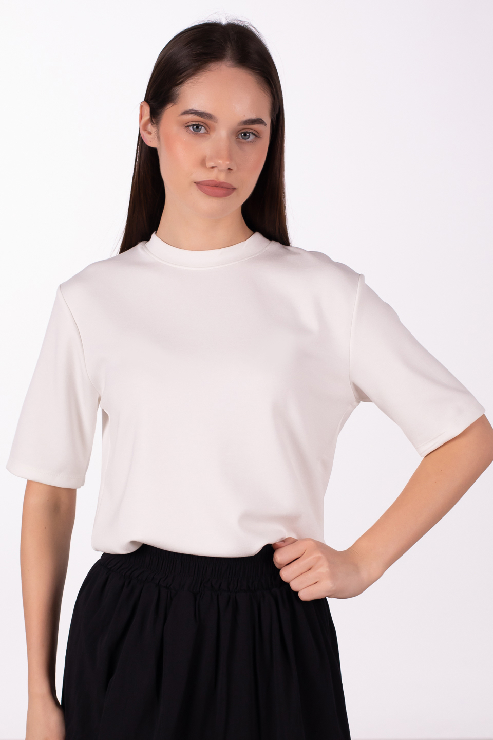 Basıc modal t-shirt-4318 Beyaz