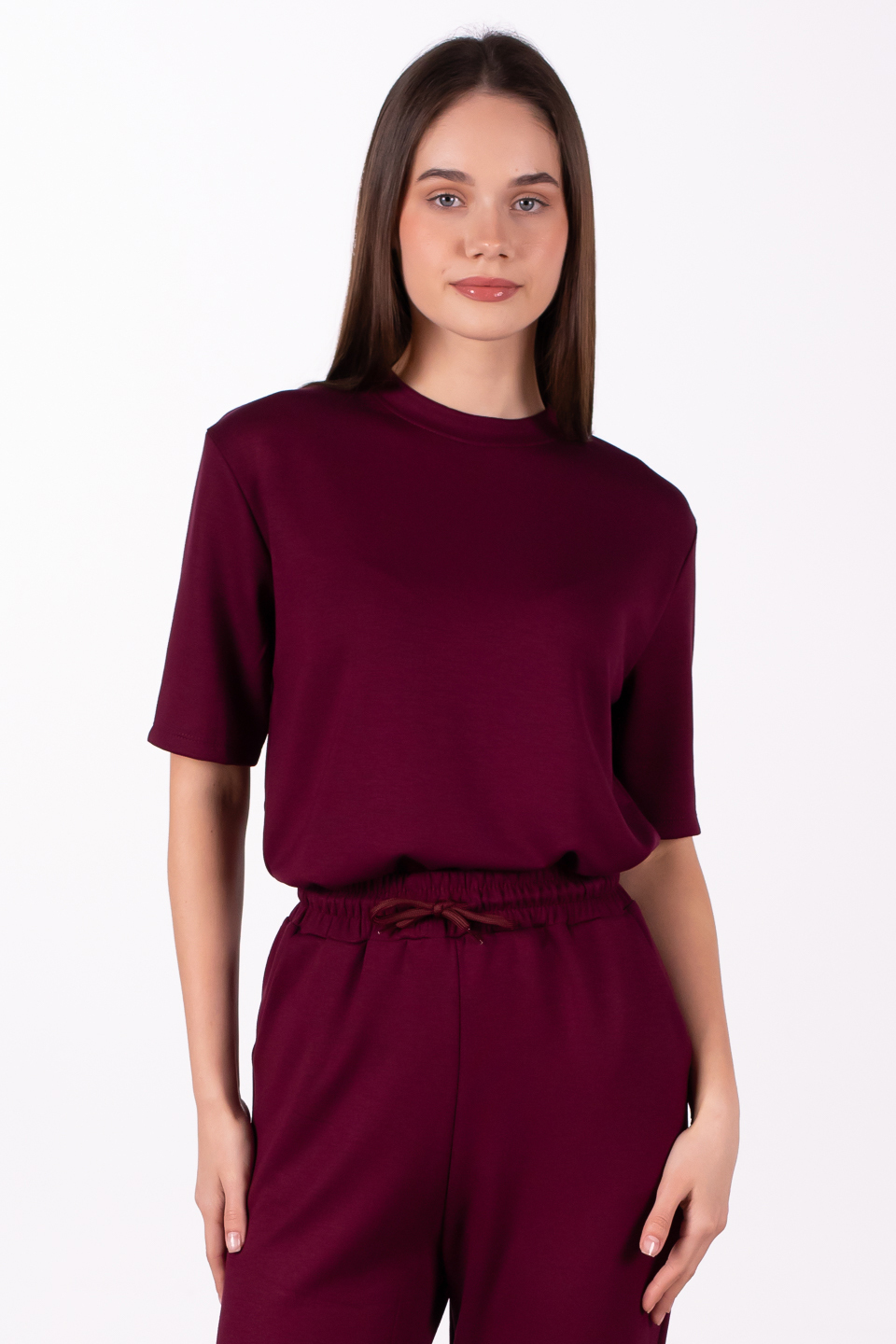 Basıc modal t-shirt-4318 Bordo