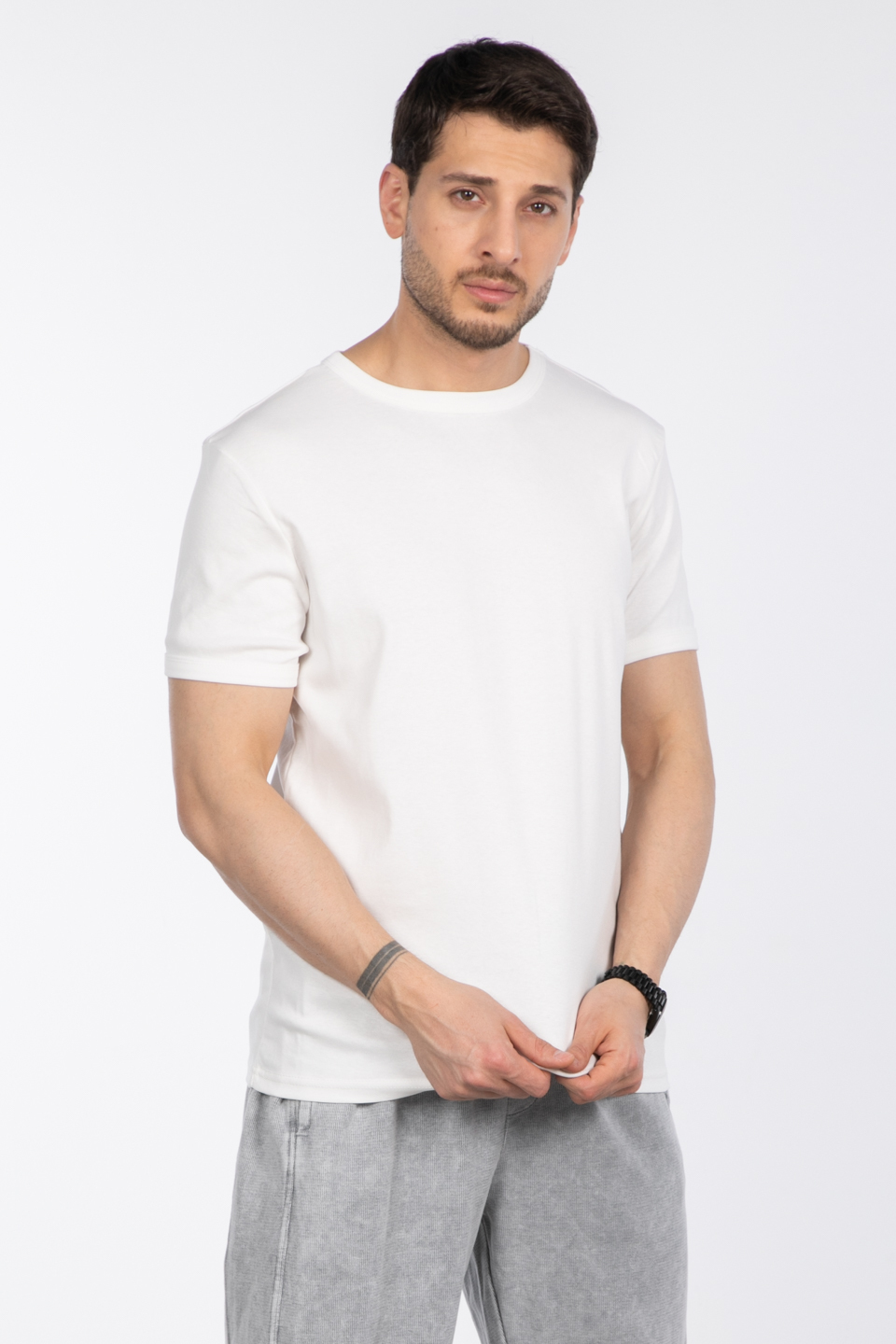Basic t-shirt-2143-1 Ekru