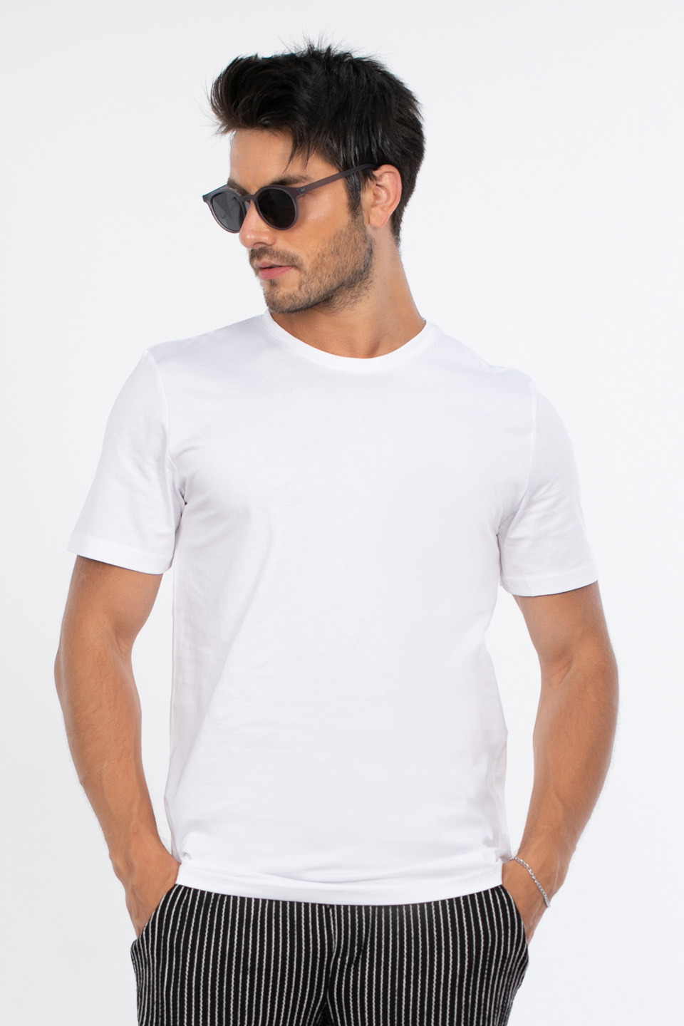 Bisiklet yaka regular fit t-shirt-2020 Beyaz