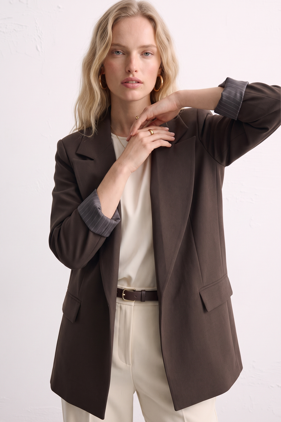 Kadın Klasik Blazer Ceket - Acı Kahve