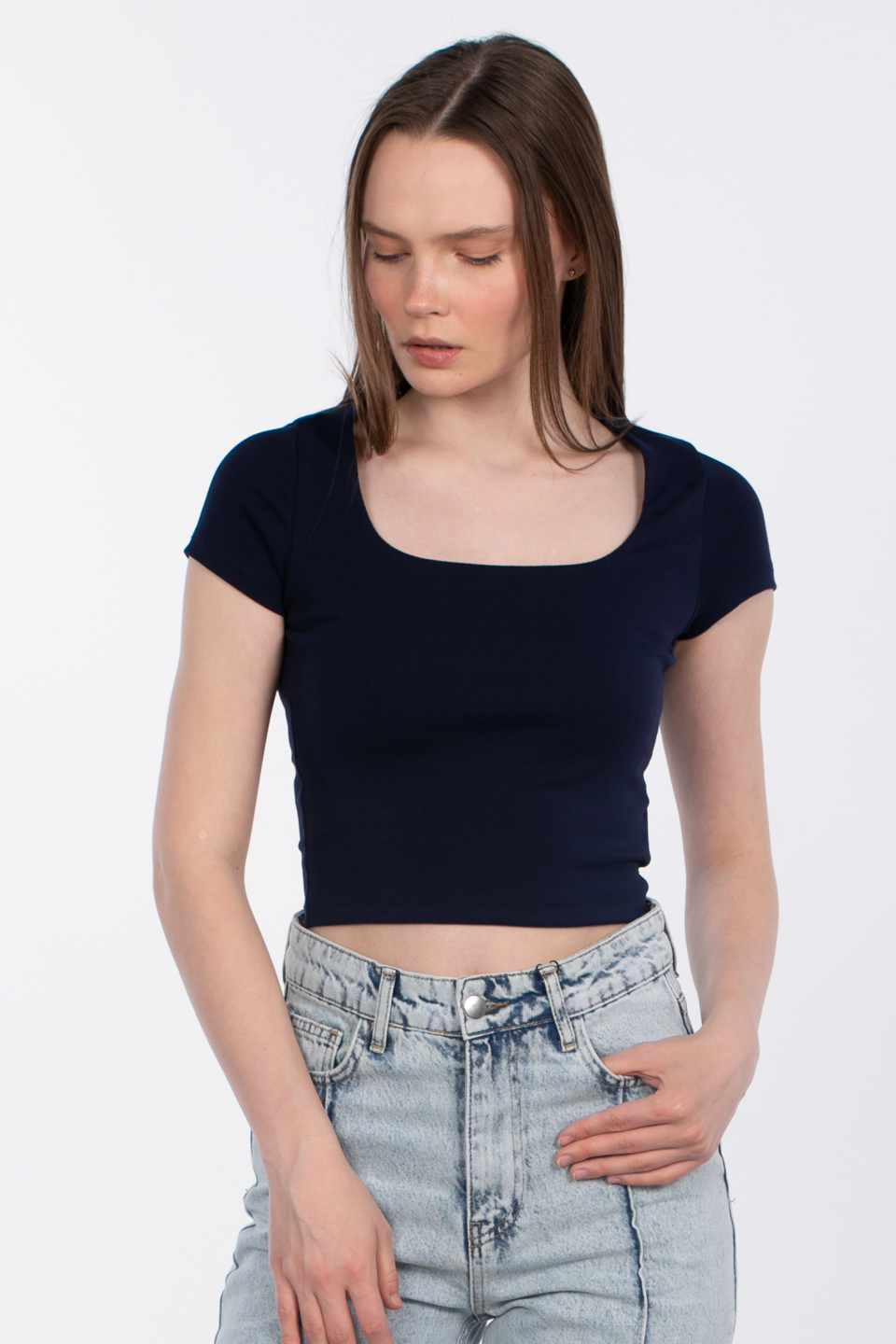 Kare yaka basic body-3872-2 Lacivert