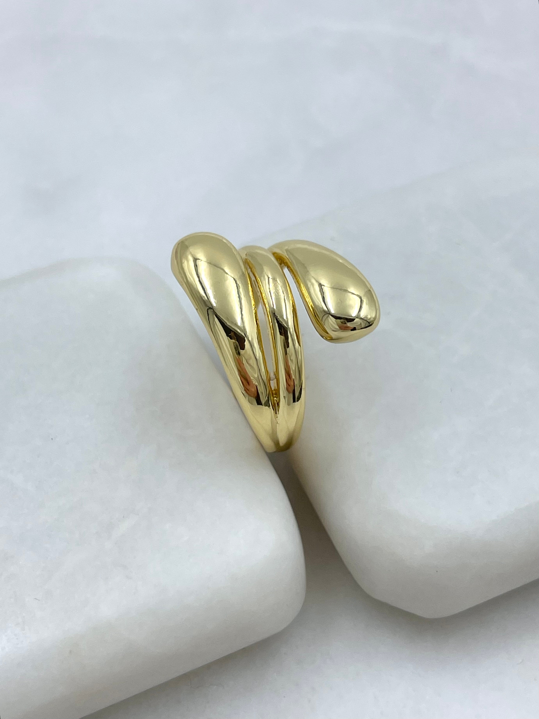 Altın Kaplama Üçlü Görünüm Bombe Yüzük Gold