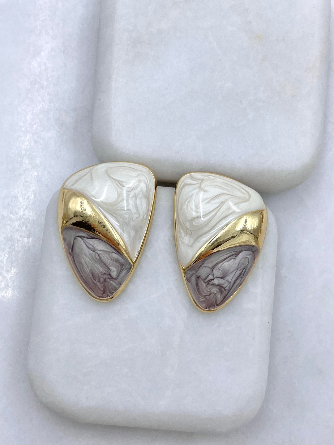 Altın Kaplama Epoksi Vintage Küpe Gold